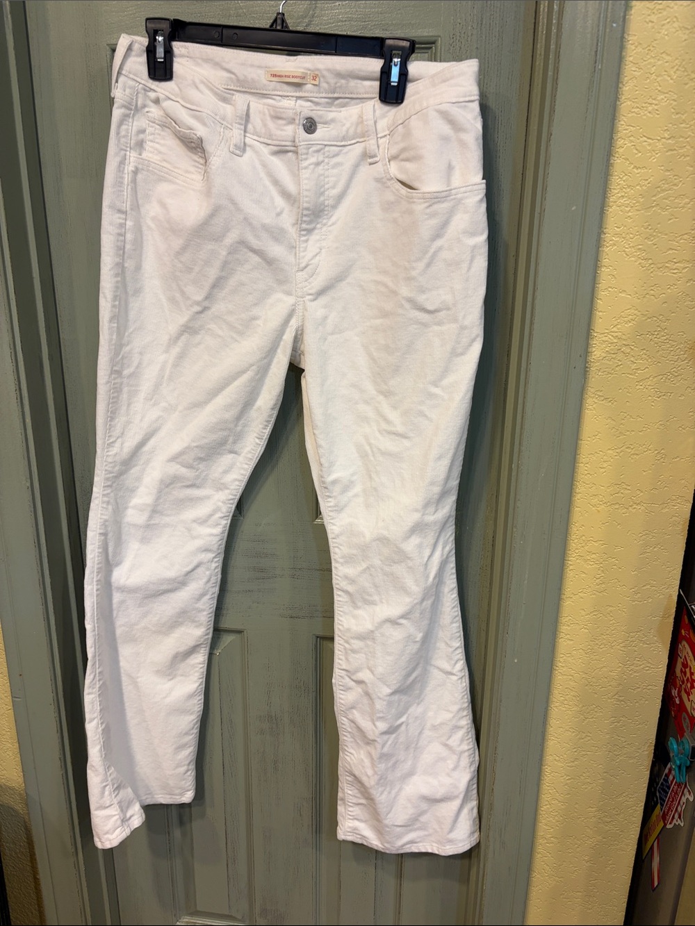 Levi's White Men's Corduroy Pants - 725 High Rise Bootcut